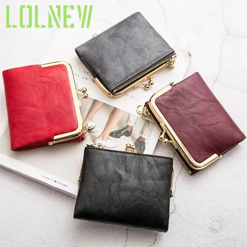 

Women's Wallet Women's Short Wallet Bifold Retro Multifunction Coin Purse with Zip and Kiss Lock 12*2*10cm
