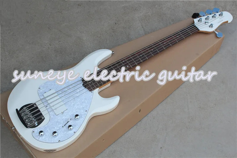Suneye белая глянцевая отделка электрическая бас-гитара 5 струн музыка мужской