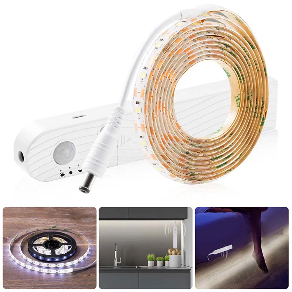 

Led Light Strip PIR Motion Sensor Induction Led Strip Battery 60leds/M 2835smd Under Bed Lamp For Closet Wardrobe Cabinet Stairs