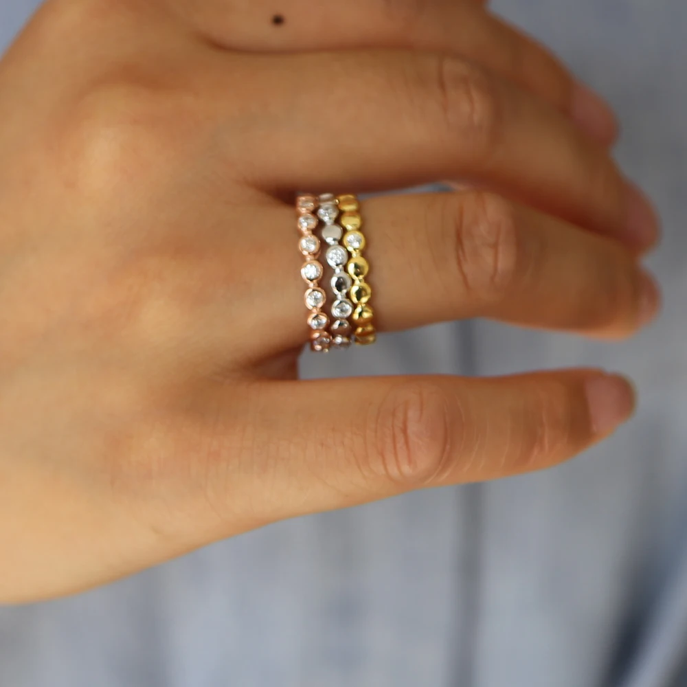 Кольца из стерлингового серебра 925 пробы розовое золото серебряный цвет три