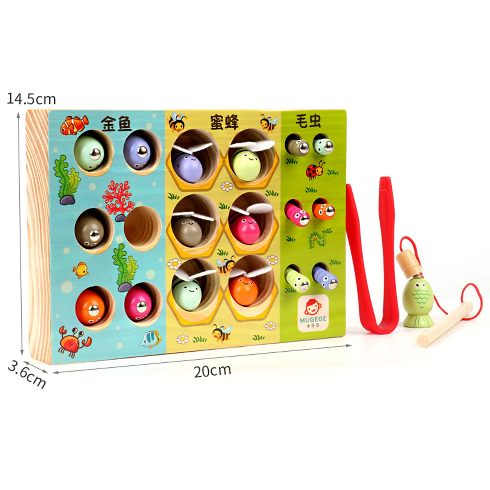 

Montessori Kids Magnetic Fishing Game Toys Educational Worm Catching Game Toy Set Montessori Educational Wooden Toys