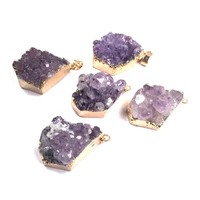 1pc natural stone agates quartz crystal charms amethysts pendants for jewelry making nacklace bracelet earring gift size 20x35mm