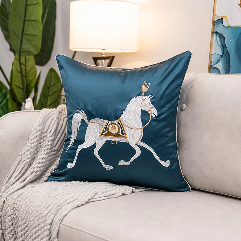 

European luxury Decorative Pillows printed cushion cover horse pattern velvet pillowcase lumbar pillow cover Love Seat Cover