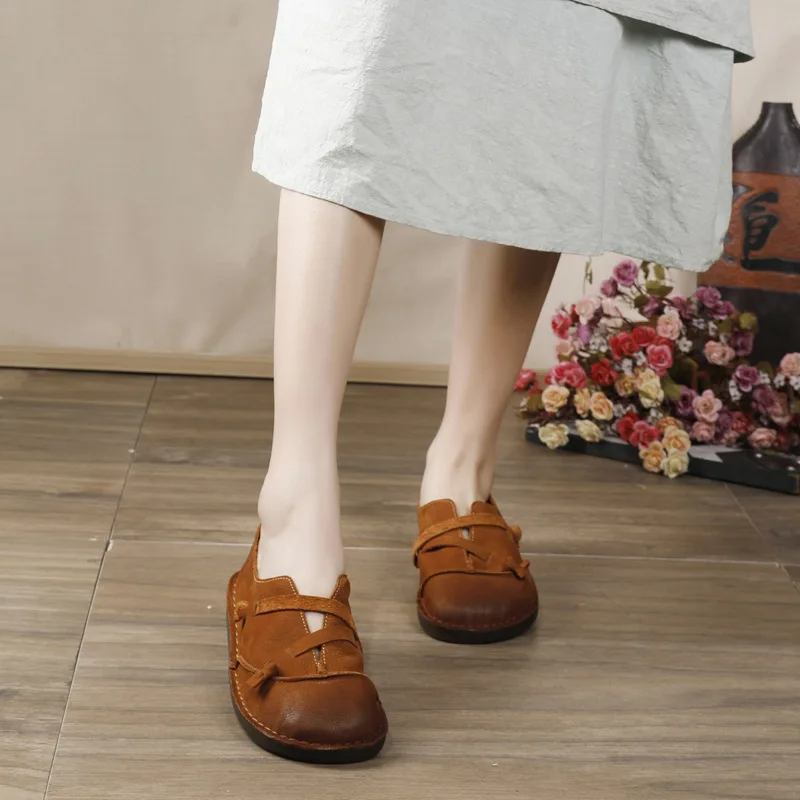 Женские кожаные туфли VALLU демисезонные из матовой кожи в стиле ретро 2020|Женские