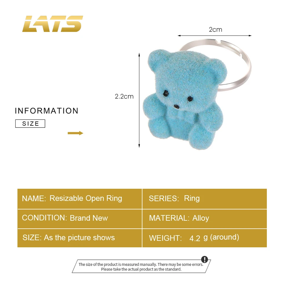 Кольцо женское с плюшевым медведем регулируемое аксессуары для пальцев |