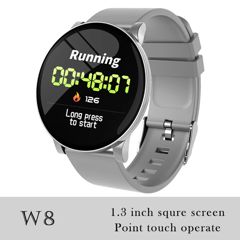 W8 Gray 696 K9-WF, полный педометр с сенсорным управлением, Смарт-часы, фитнес-трекер, монитор сердечного ритма, кровяное давление, Смарт-часы, смарт-браслет - Цвет: W8 Gray