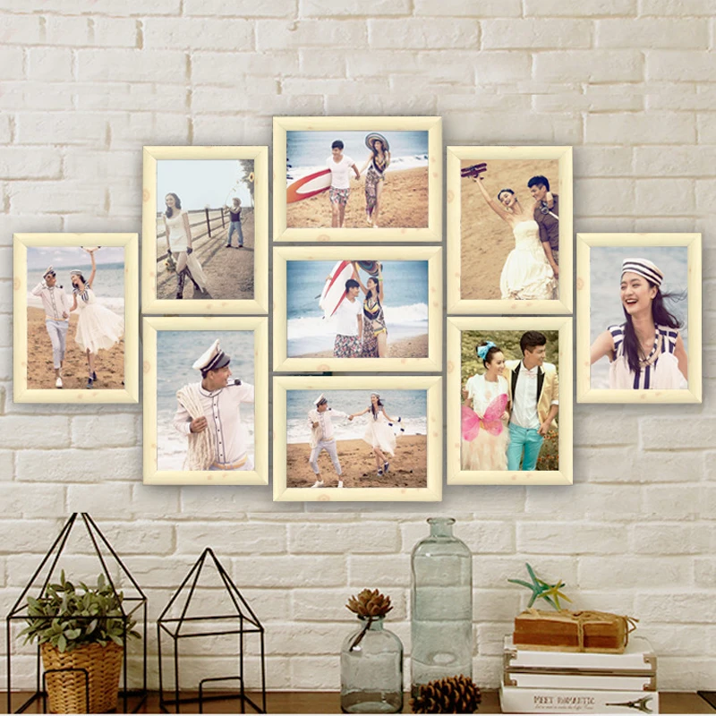 

9Pcs/set Photo Frame Wood Picture Frames Wall Photo Frame Family Picture DIY Display Living Room Hallway Bedroom Wall Decoration