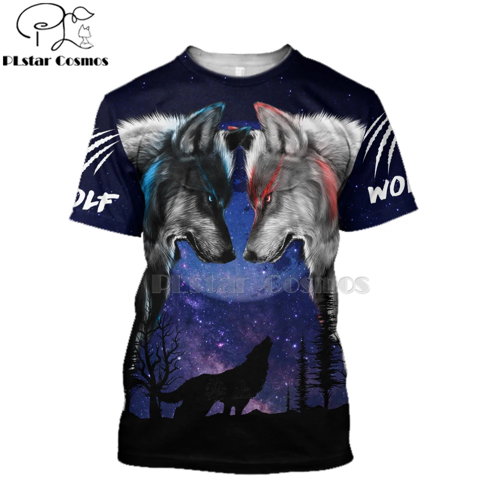 

PLstar Cosmos Printed Wolf wolfish Hunting 3d t shirts tshirt tees summer funny Harajuku short sleeve Casual streetwear-1
