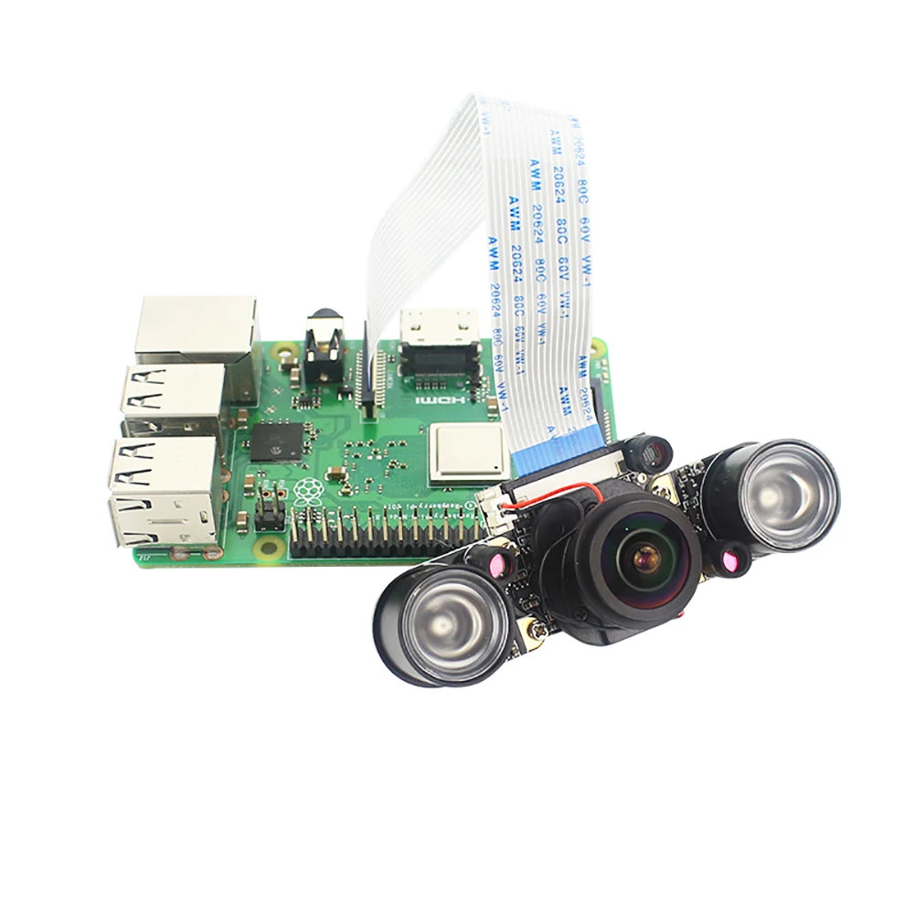 

CAMEIDO R60 Raspberry Pi 3B/3B+/4 Camera 5MP Fish Eye Focus Adjustable Night Vision Auto Switch Day-Night IR-CUT Camera