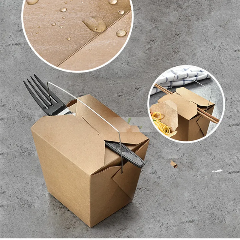 50 шт. коробка из крафт бумаги для ланча закуски салатная одноразовая фаст фуд