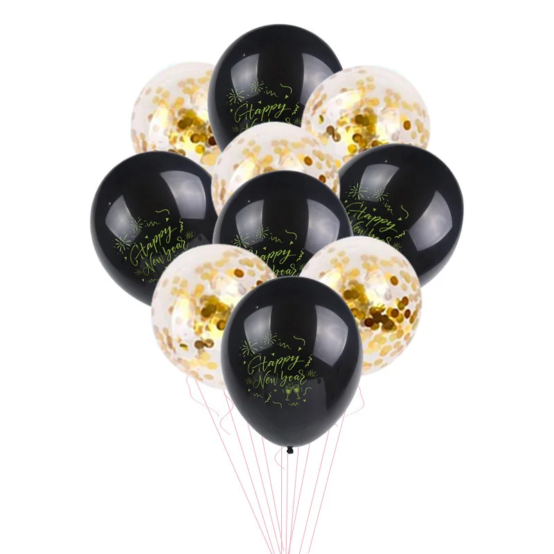 15pcs balloon Новинка года, украшение для фото, рамка, реквизит, воздушные шары, золотой черный баннер, гирлянда, Navidad, новогодние вечерние принадлежности - Цвет: 15pcs balloon