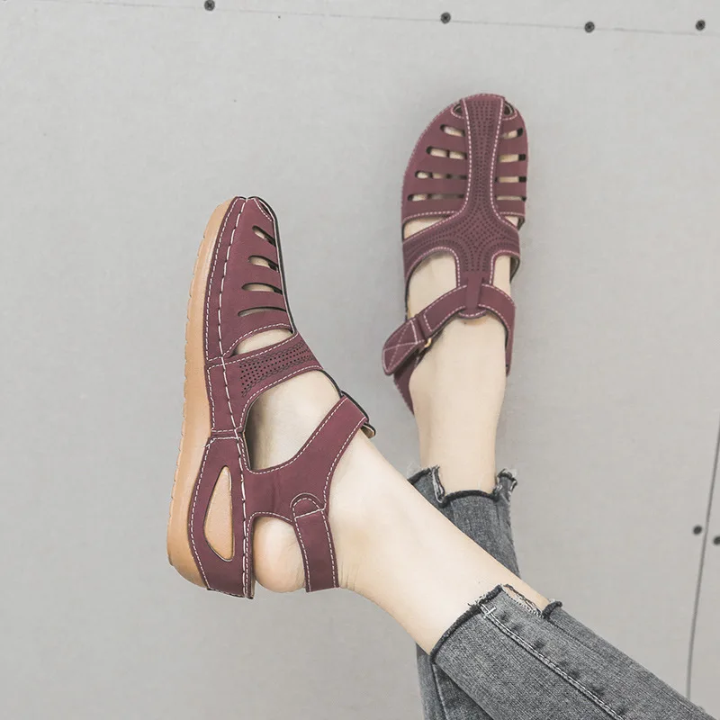 

Woman Summer Vintage Wedge Sandals Buckle Casual Sewing Women Shoes Female Ladies Platform Retro Sandalias Plus Size