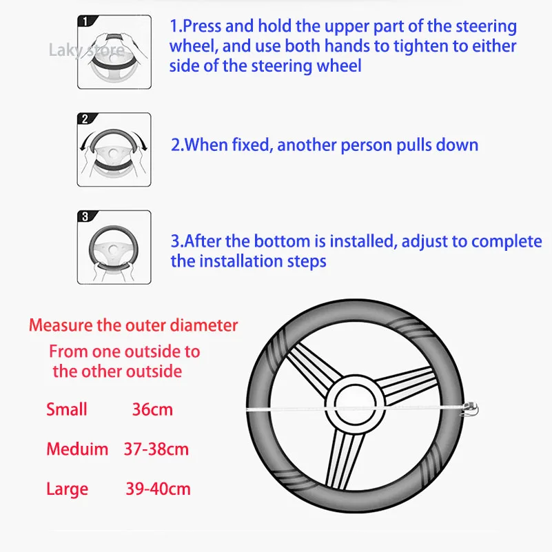 

Original Faux Leather Anti-Slip Various Colors Car Steering Wheel Cover Universal 38cm 15inch Feel Comfortable Black Brown