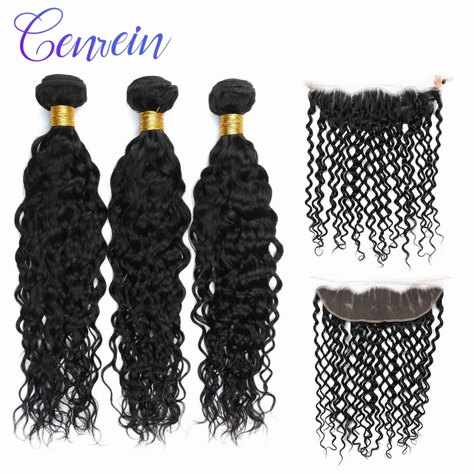 

Волнистые волосы, 3 пряди с фронтальной застежкой, перуанские 100% человеческие волосы для наращивания, волосы genвременные, прозрачные фронта...