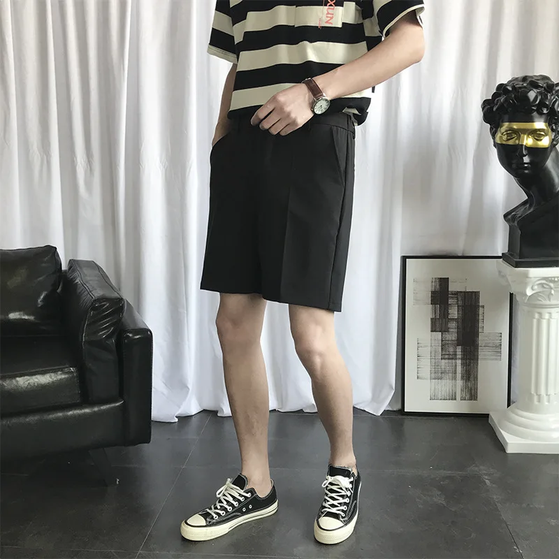 

Hong Kong Style shorts men's summer loose straight Capris Korean fashion ins net red big underpants 5-point suit pants