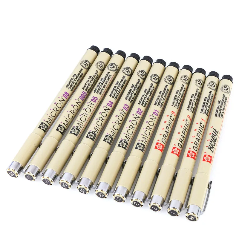 

1 Pcs Black Pigma Micron Marker Pen Waterproof Hand-drawn Design Sketch Needle Pen Dawing Liner Fineliner Cartoon Signature Pen