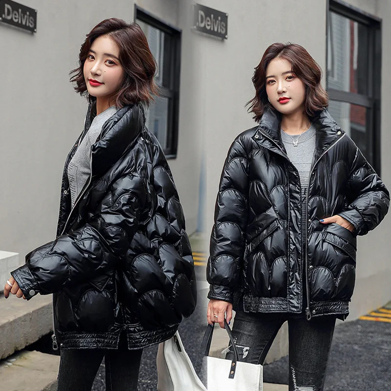 Ladies Cotton-padded Jacket Winter New Fashion Bright Face Down Cotton-padded Jacket Ladies Warm Cotton-padded Jacket Women
