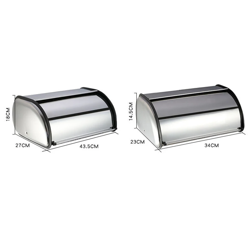 

Metal Bread Box Bin Kitchen Storage Containers Home Kitchen with Roll Top Lid CANQ889