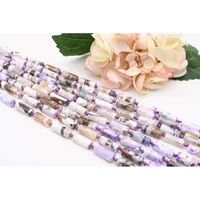 8x21mm natural smooth columnar shape purple fire agate stone beads for diy necklace bracelet jewelry make 15 free delivery