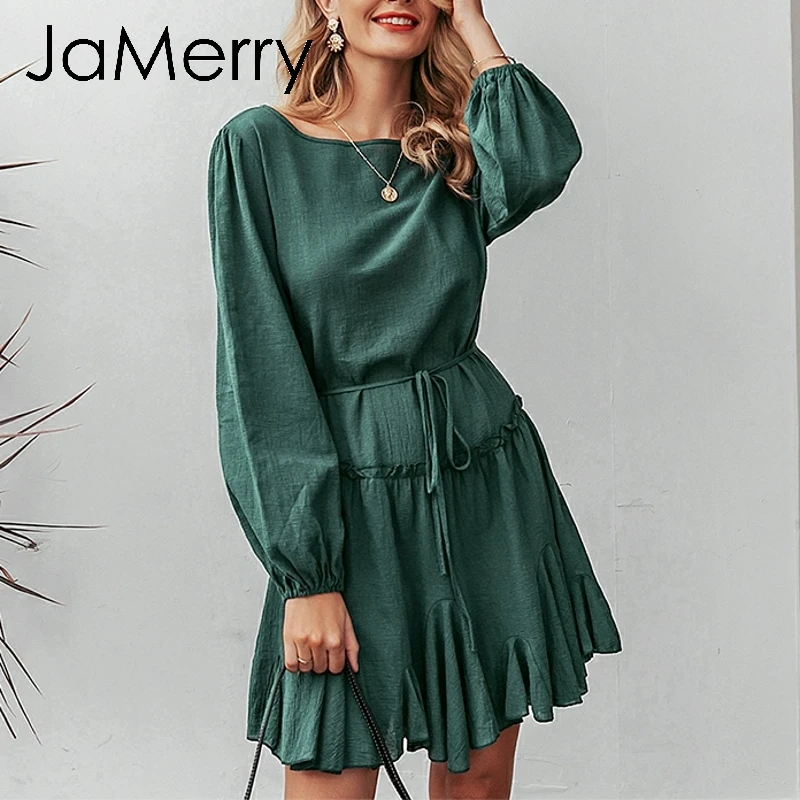 JaMerry винтажное элегантное свободное короткое вечернее платье уличная одежда с