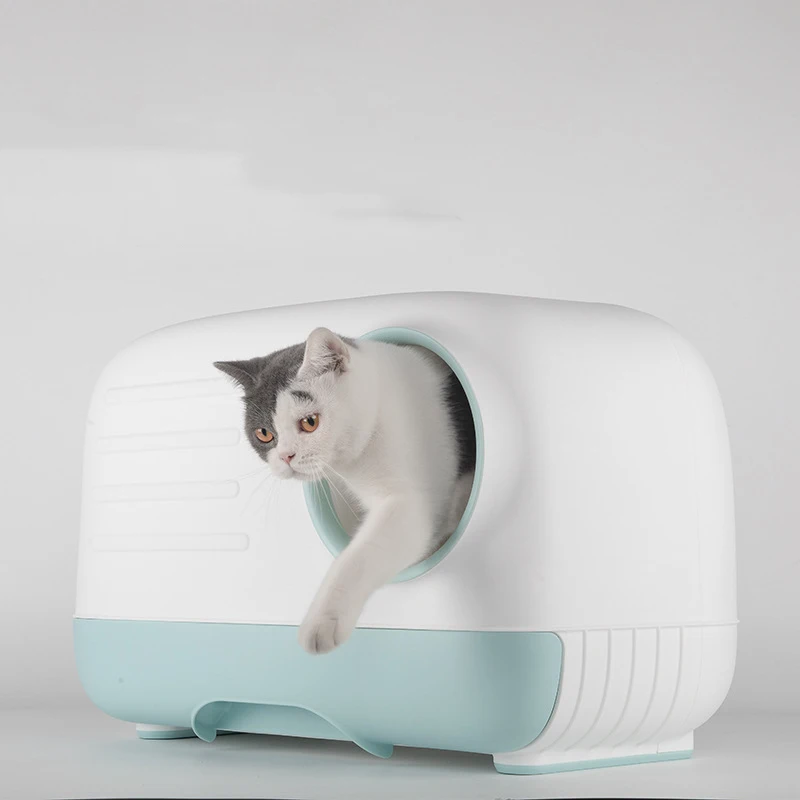 Полностью закрытый контейнер для кошачьего туалета дезодорант легко чистить