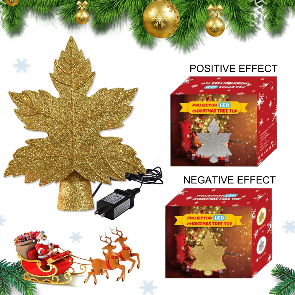 

Snowflake Christmas Tree Topper Projection with White Rotating LED Treetop Projector Christmas Tree Decorations Festival Lights