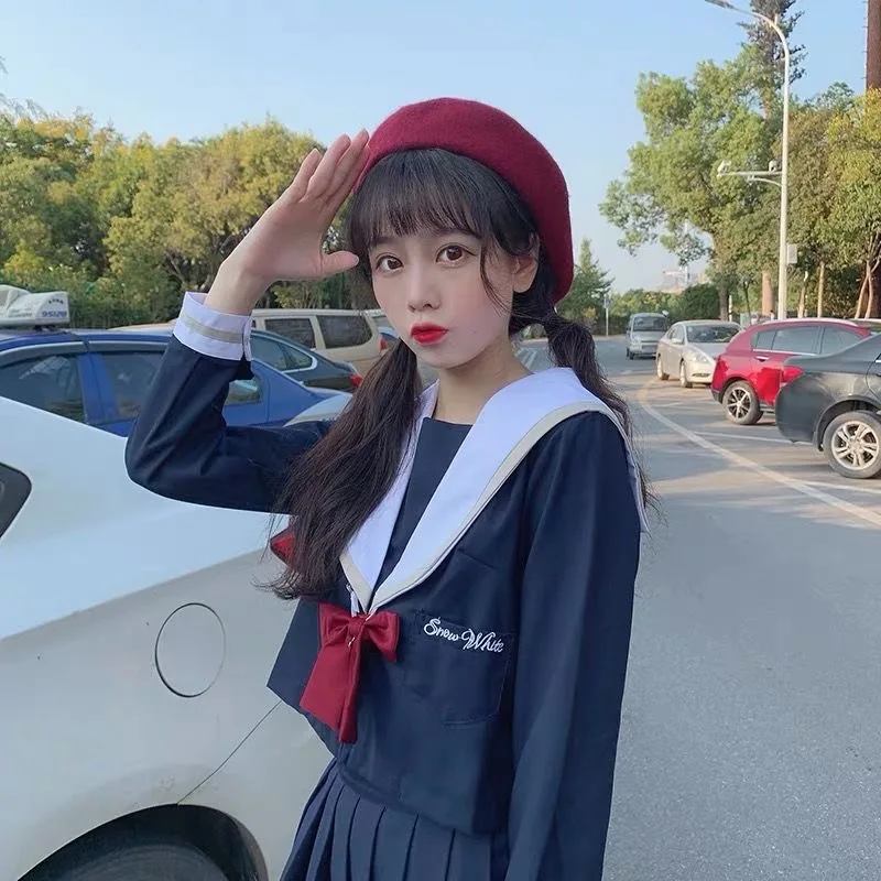 Осень 2021 японская школьная форма для девочек милые длинные матросские топы