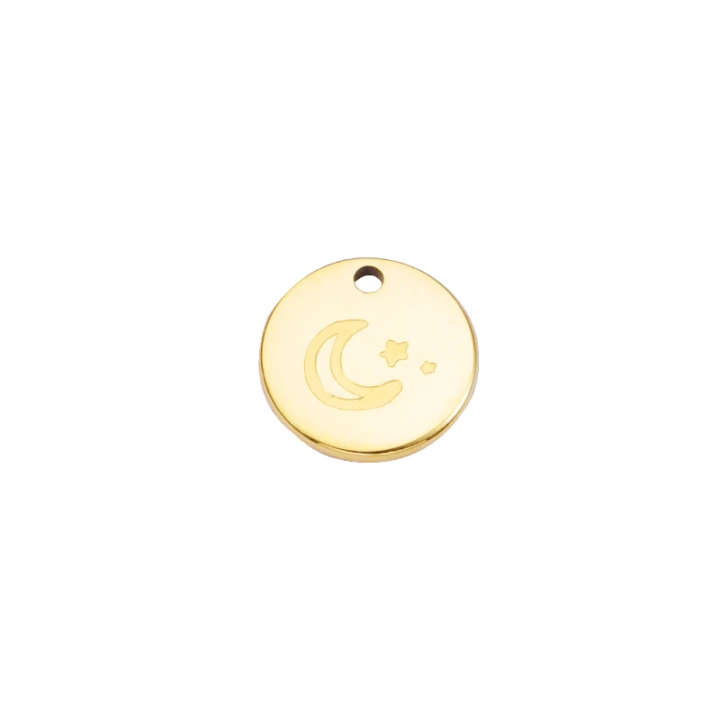 

20Pcs/Lot Stainless Steel Round Corner Engrave Rocket Bird Heart Bear Moon Charms For DIY Making Pendant Necklaces Stud Earrings