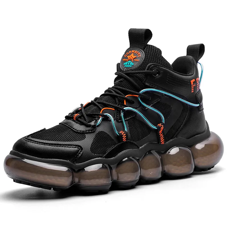 

Men Thick-Soled Casual Shoes Popcorn Fashion Reflective Sneakers Male Outdoor Breathable Shoes Color Matching Combination Bottom