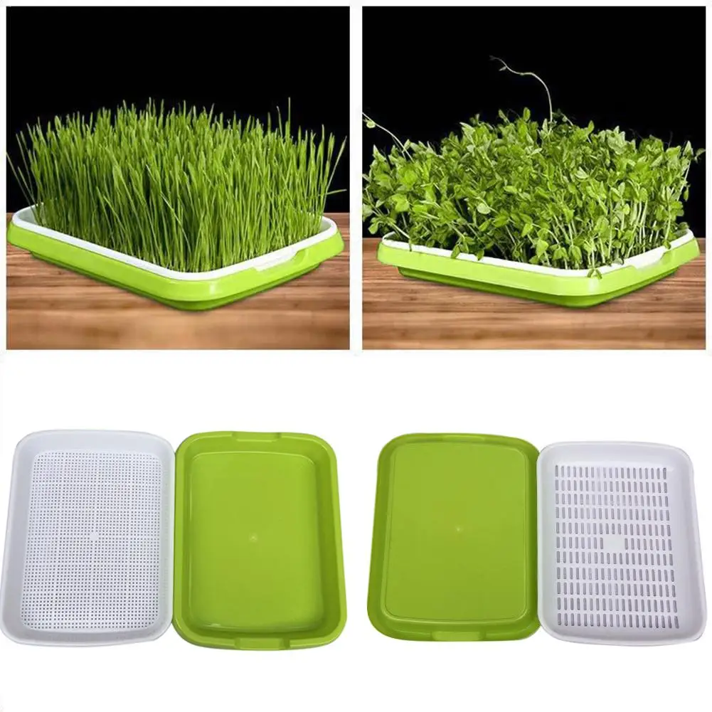 Planting Tray Sprouts Hydroponics Wheat Grass Implant Double-layer Soilless Culture Dish Seedling Color Random | Дом и сад