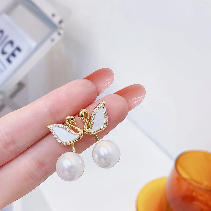 

YDL All-Match Romance Swan Both Wear Earrings Temperament For Women Fashion Exquisite Luxury Elegant Earrings Accessories Gift
