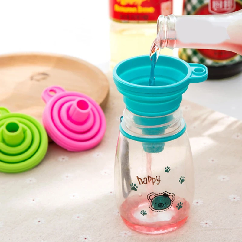 

3PCS Environmentally Silicone Folding Telescopic Long Neck Funnel Creative Household Liquid Dispensing Mini Funnel Kitchen Tools