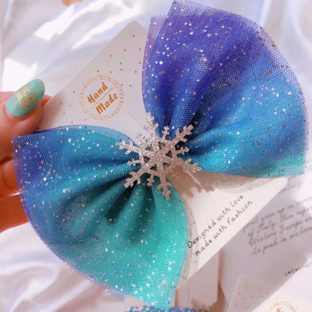 Снежинка заколки для волос аксессуары с кристаллом женщин зимние резинки