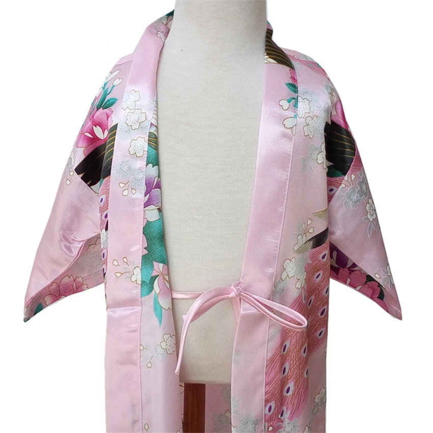 Женская японская пижама для девочек кимоно с традиционным принтом павлина
