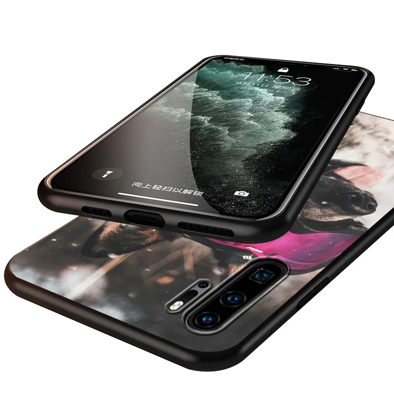 

Funny Animals For Huawei P40 P30 P20 P10 P9 P8 Lite E mini Pro Plus 5G 2017 2019 Silicone Gloss oil not Glass Black Phone Case