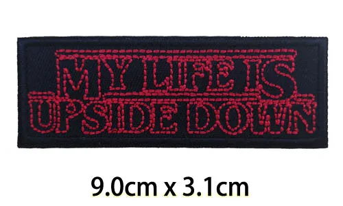 Моя жизнь перевернута вниз вышитые Железные на патч странные вещи куртка ткань