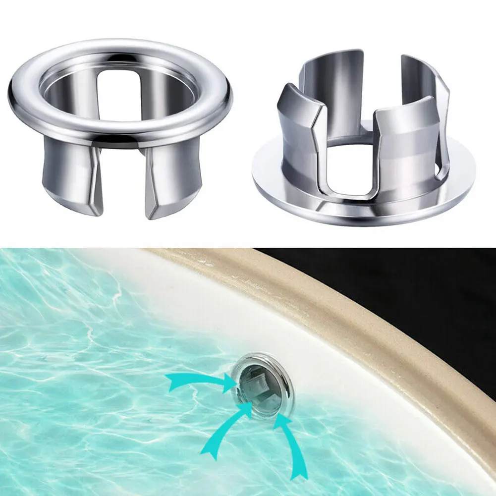 

3PCS Kitchen Bathroom Basin Trim Bath Sink Hole Round Overflow Drain Cap Cover Overflow Ring For Kitchen Bathroom