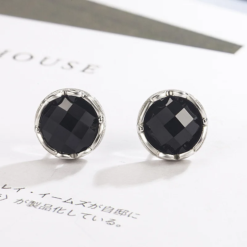 

Bohemia S925 Sterling Silver Earrings Female Natural Black Obsidian Silver 925 Jewelry Bizuteria Gemstone Obsidian Earring Women