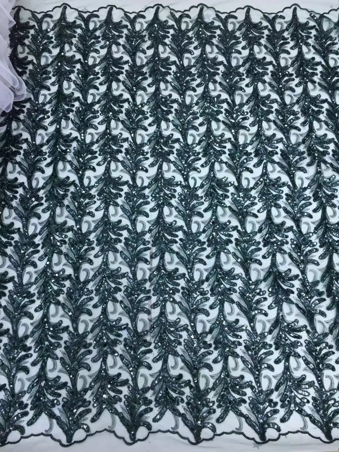 

High Quality Sequin Tulle French Lace Fabric White Embroidered Leaves Flower Pattern African Nigerian Latest Design Latest X10