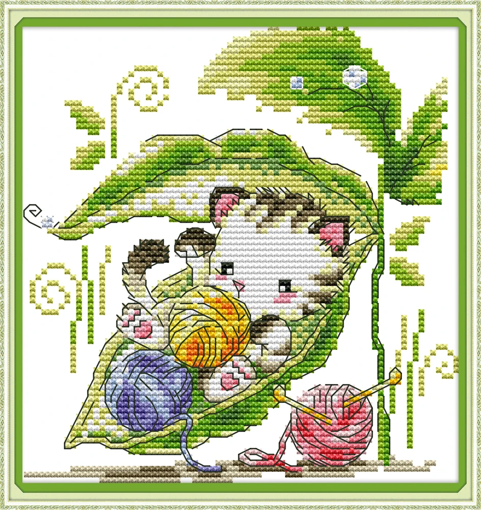 

Hiding from the rain cross stitch kit aida 14ct 11ct count print canvas cross stitching needlework embroidery DIY handmade