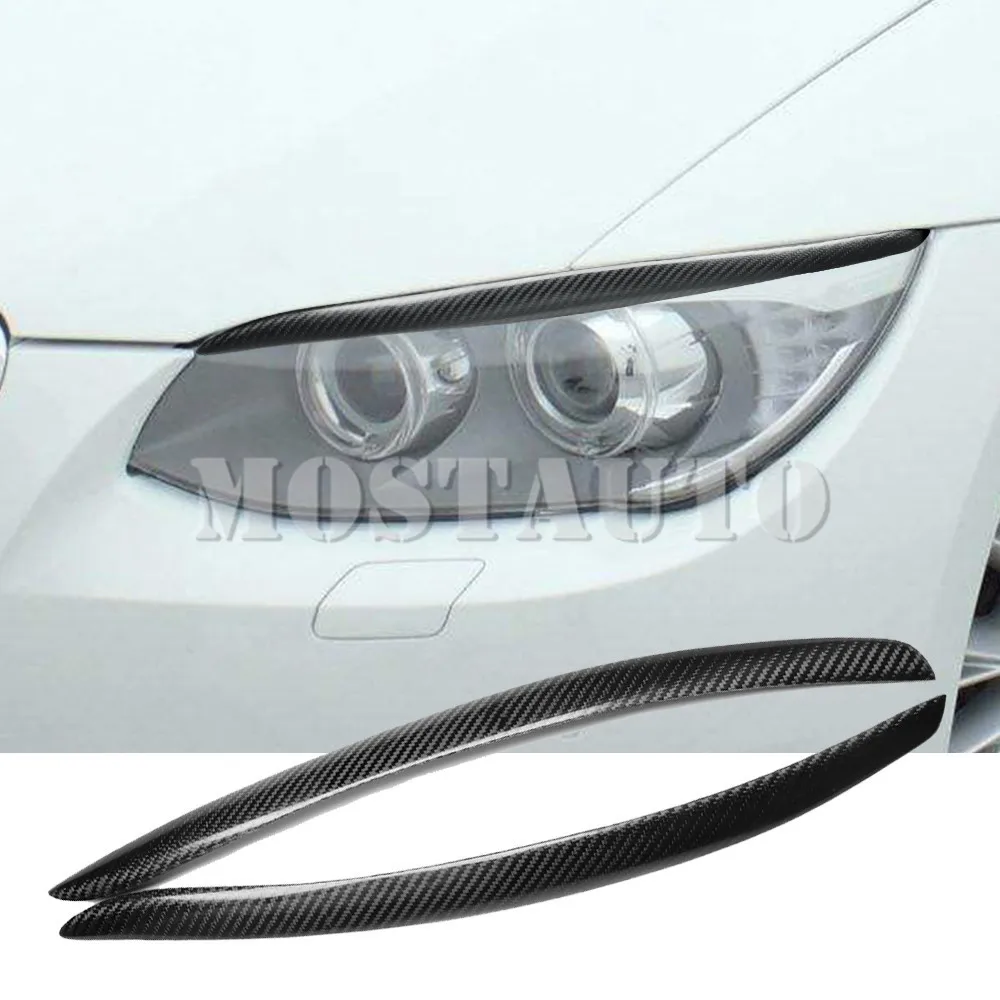 For BMW M3 E92 E93 Real Carbon Fiber Exterior Headlight Cover Eyelid Eyebrow Trim 2007-2011 Car Accessories