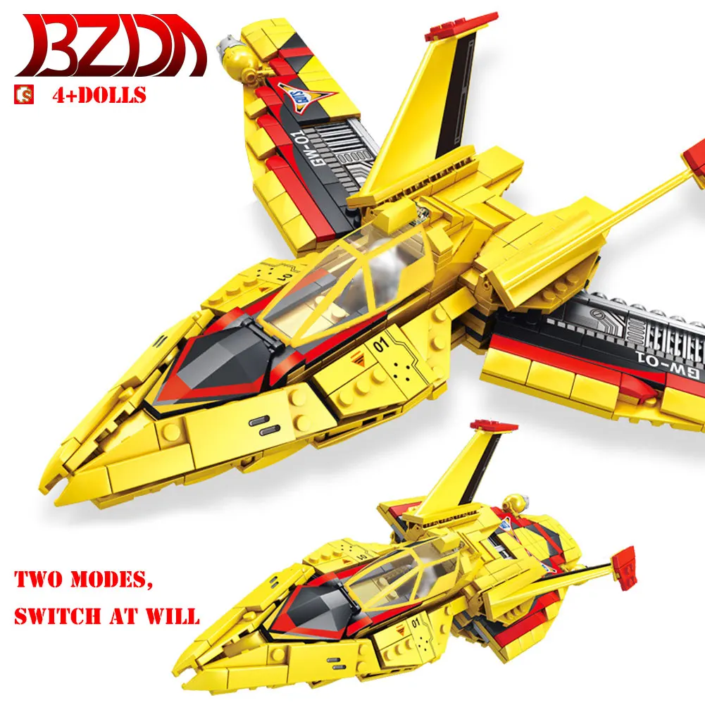 Блоки BZDA Ultraman Fighter самолёт вертолет кирпичи модель может быть изменена двумя