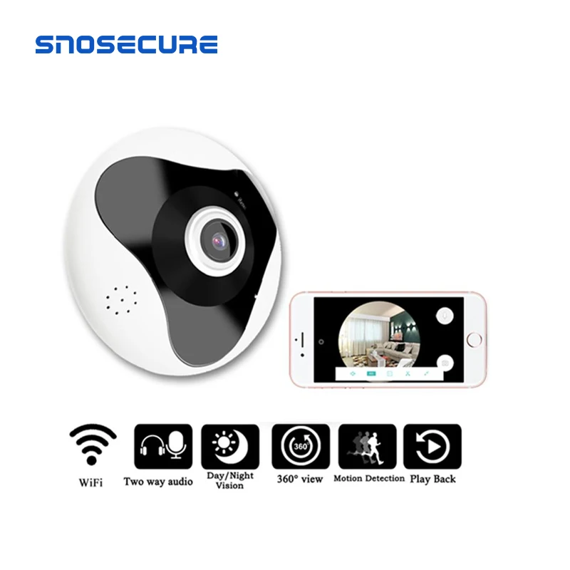 SNOSECURE 3D WIFI 360 градусов двухсторонняя аудио панорамная VR 1.3MP рыбий глаз