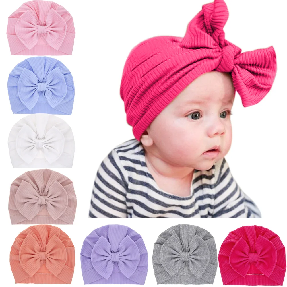 

Cotton Baby Hat Newborn Baby Infant Baby Cap Newborn Baby Beanie Top Bow Knot Newborn Photography Props Baby Turban