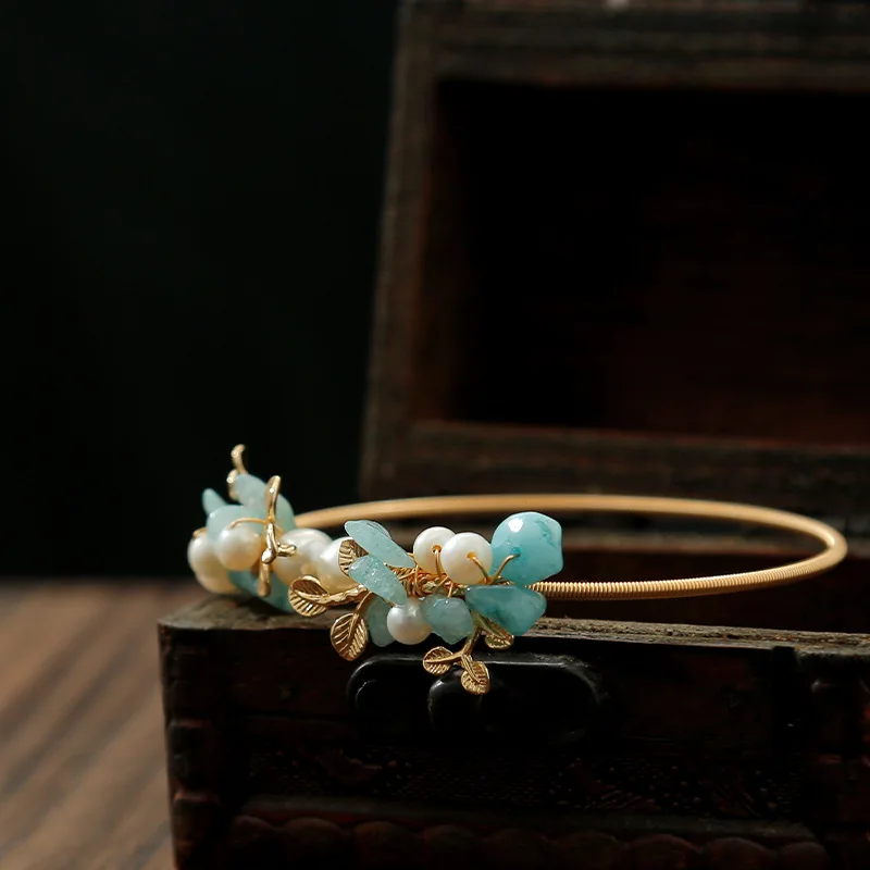 

GREEN PURPLE Natural Tianhe Stone Pearl Bracelet Adjustable Trendy Luxury Jewelry For Women Wedding Gifts Handmade High Quality
