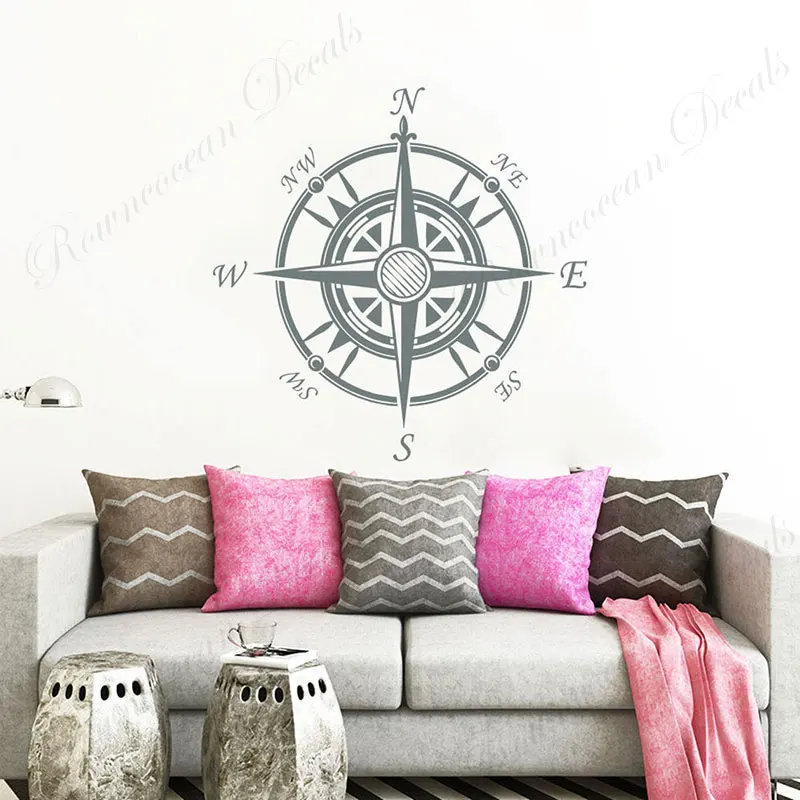 

Ocean Compass Nautical Home Decor Wall Sticker Wind Rose Retro Style Vinyl Interior Decoration Living Room Bedroom Decals S020