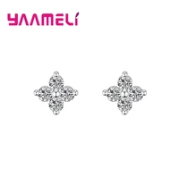 four clovers earrings for women girls solid 925 sterling silver cubic zircon stones stud earring pendientes cheap sale