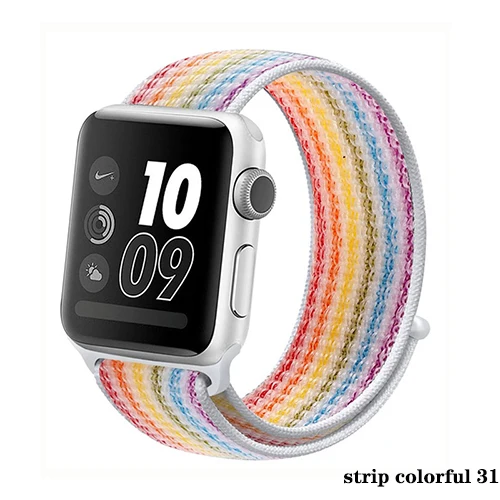 Нейлон pulseira для apple watch band 4 44 мм 40 мм(iwatch 5) apple watch 3 2 1 ремешок 42 мм 38 мм дышащий браслет ремень аксессуары - Цвет ремешка: strip colorful 31