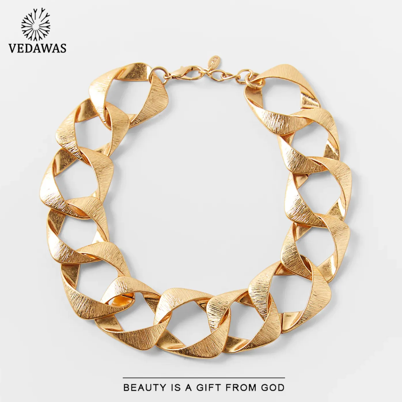 Новейшее винтажное металлическое ожерелье Vedawas с широкими звеньями для женщин