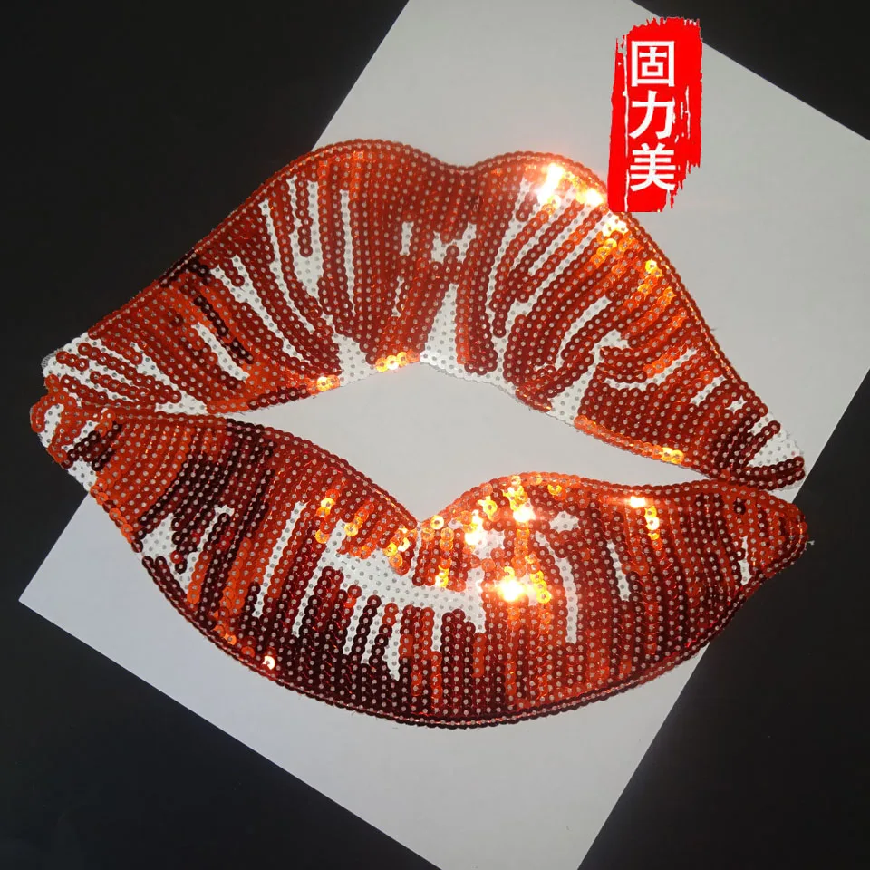 1 шт. сексуальная розовая серебристая металлическая нашивка с блестками для губ